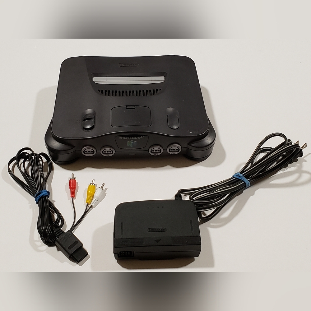 Nintendo N64 Console Only Black w/ Power & AV CablesTested & Working W/ Ex. Pak